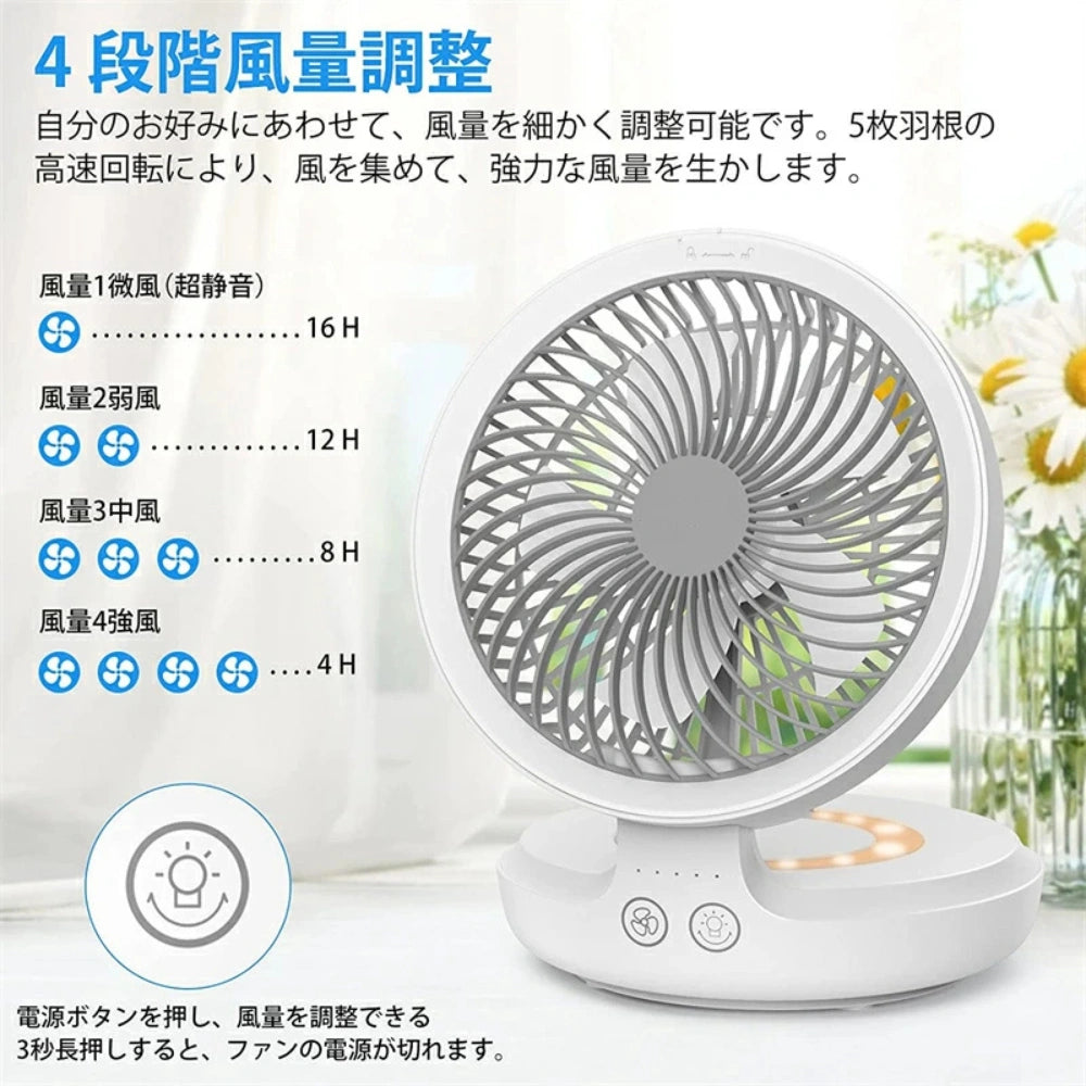 【最新型】楽らく扇風™|自動首振り|コードレス|卓上・壁掛け・吊り下げ対応