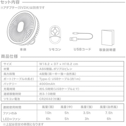 【最新型】楽すず扇風™｜コードレス｜卓上・壁掛け・吊り下げ対応